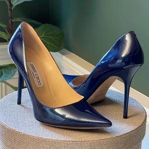 Jimmy Choo ‘Abel’ Glitter pointy toe stiletto 39.5 - Ocean Blue